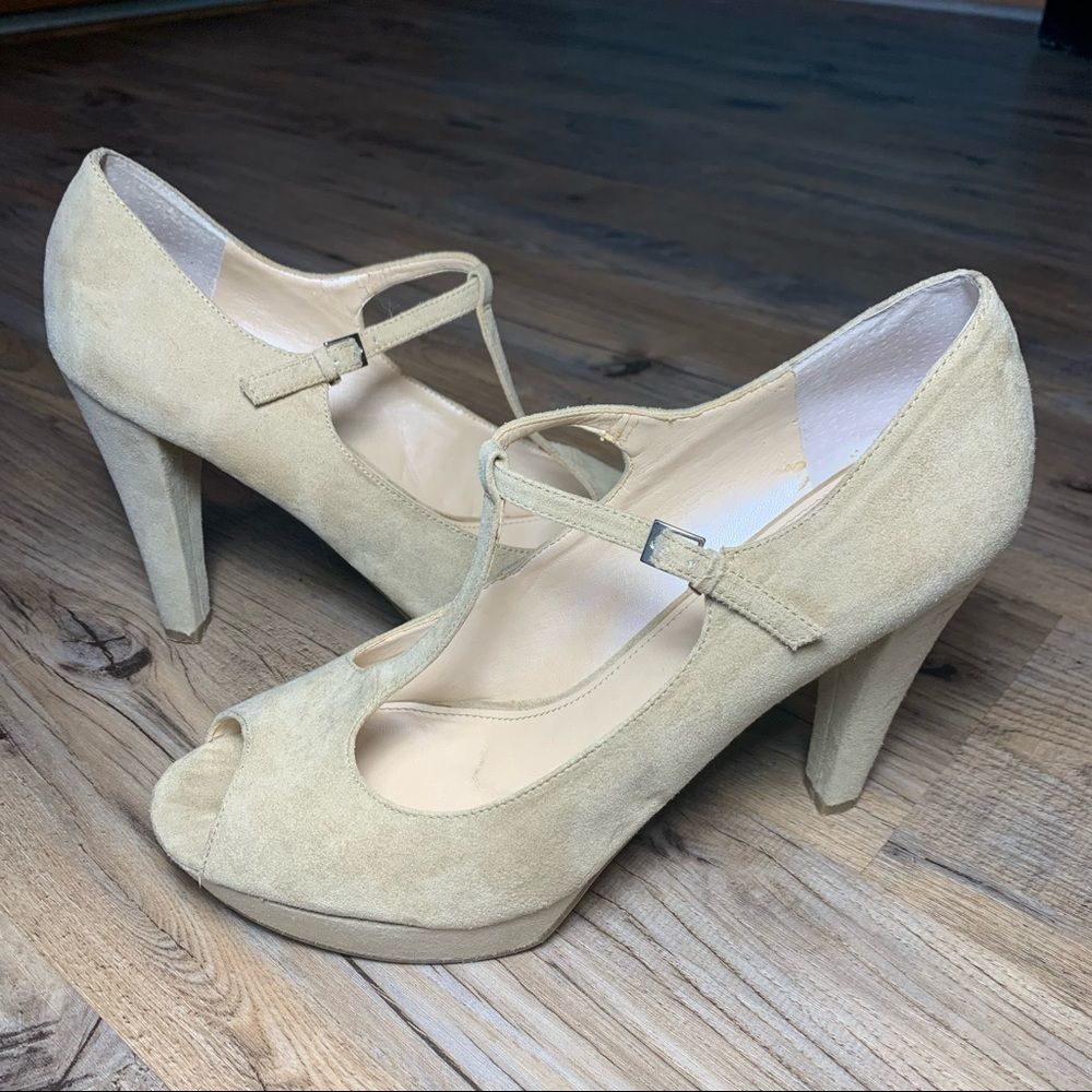 Marc Fisher Tan Peep Toe Stiletto
